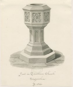 Pila Bautismal en la Iglesia de Trentham de John Buckler