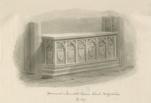 Iglesia de Hamstall Ridware - Monumento: dibujo en sepia, 1839