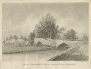 Handsacre - Viejo Puente Alto: dibujo en sepia, 1839 de John Buckler