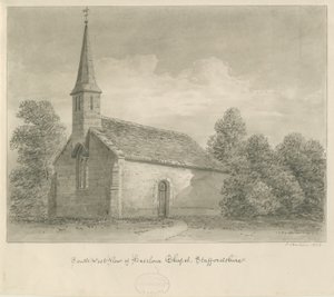 Capilla de Haselour: dibujo en sepia, 1828 de John Buckler