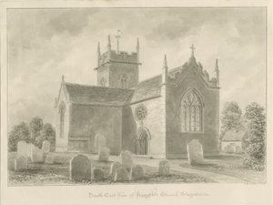 Iglesia de Haughton: dibujo en sepia, 1842 de John Buckler