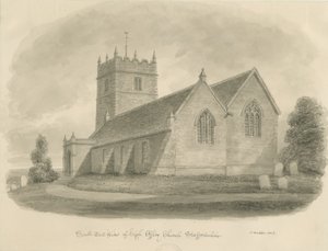 Iglesia de High Offley: dibujo en sepia de John Buckler