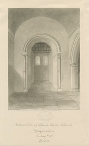 Interior de la iglesia de Church Eaton: dibujo en sepia de John Buckler