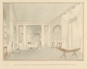 Kent - Bromley Hill - Interior de la Sala de la Biblioteca de John Buckler