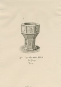 Pila bautismal en la Iglesia de St. Michael, Lichfield de John Buckler