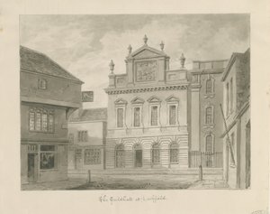 Lichfield - Ayuntamiento: dibujo en sepia de John Buckler