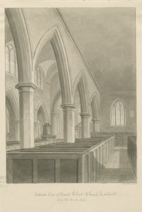 Lichfield - Interior de la Iglesia de San Chad: dibujo en sepia de John Buckler