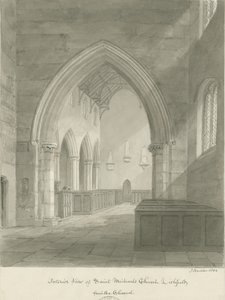 Lichfield - Interior de la Iglesia de San Miguel de John Buckler