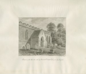 Lichfield - Pórtico Sur de la Iglesia de San Chad: dibujo en sepia de John Buckler