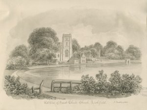 Lichfield - Iglesia de San Chad: dibujo en sepia de John Buckler