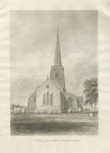 Lichfield - Iglesia de San Miguel: dibujo en sepia de John Buckler