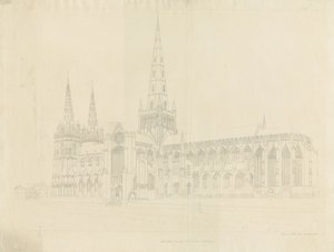 Catedral de Lichfield - Vista Sureste de John Buckler
