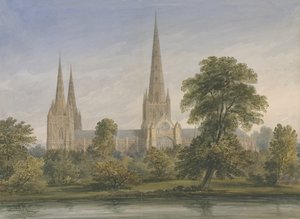 Catedral de Lichfield - Vista Sureste: acuarela, nd [?1842]