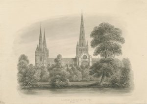 Catedral de Lichfield - Vista Sur de John Buckler