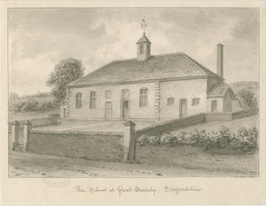Madeley - Escuela gratuita: dibujo en sepia, 1840