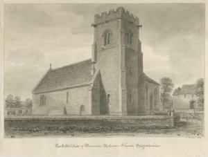 Iglesia de Mavesyn Ridware: dibujo en sepia, 1839 de John Buckler
