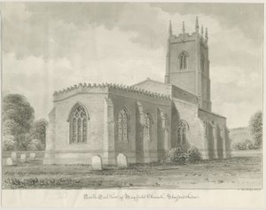 Iglesia de Mayfield: dibujo en sepia, 1844 de John Buckler