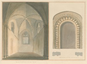 Oxfordshire - Oxford - Presbiterio y Entrada Sur de la Iglesia de San Pedro en el Este de John Buckler