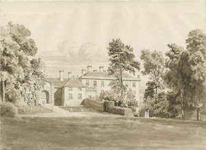 Patshull House: dibujo a tinta sepia, agosto 1820 de John Buckler