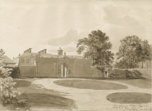 Patshull House: dibujo en sepia, s.f. [1820] de John Buckler
