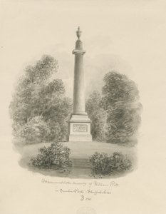 Sandon - Monumento a William Pitt: dibujo a tinta sepia