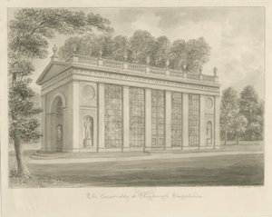 Shugborough Hall - Conservatorio: dibujo en sepia de John Buckler