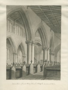 Stafford - Interior de la Iglesia de Santa María: dibujo en sepia, 1845 de John Buckler