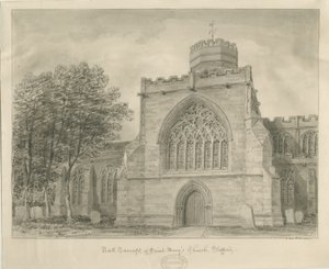 Stafford - Iglesia de Santa María: dibujo en sepia, 1840