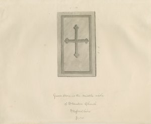 Iglesia de Standon - Lápida: dibujo en sepia
