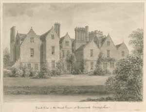 Tamworth - La Casa del Foso: dibujo en sepia de John Buckler