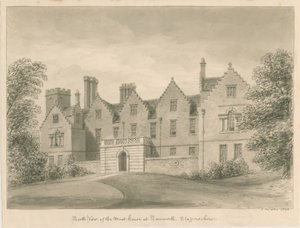 Tamworth - The Moat House: dibujo en sepia de John Buckler