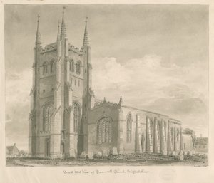 Iglesia de Tamworth: dibujo en sepia de John Buckler