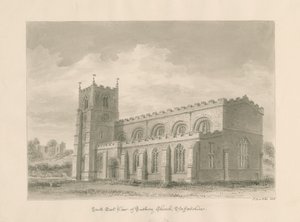 Iglesia prioral de Tutbury: dibujo en sepia, 1812 de John Buckler