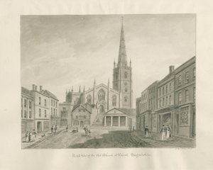 Ciudad y Iglesia de Walsall: dibujo en sepia de John Buckler