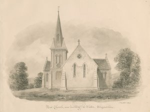 Iglesia de Walton-on-the-Hill: dibujo en sepia, 1842 de John Buckler