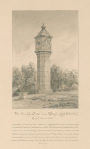 Westmorland - Castillo de Brougham - Pilar de la Condesa: dibujo en sepia, 1800