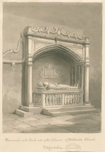 Iglesia de Wolstanton - Monumento: dibujo en sepia de John Buckler