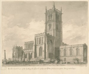 Wolverhampton - Iglesia de San Pedro: dibujo en sepia de John Buckler