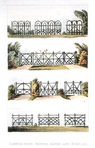 Vallas, puertas y obstáculos de madera de monte bajo, de 