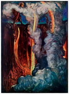 La boca del infierno de El progreso del peregrino de este mundo al venidero por John Bunyan (1628-1688) Ilustración de Byam Shaw (1872-1919) mostrando a Cristiano en el Valle de la Sombra de la Muerte