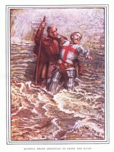 Esperanzado ayuda a Cristiano a cruzar el río de John Byam Liston Shaw
