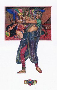 La bailarina del templo, ilustración de El jardín de Kama (y otras letras de la India), 1920 de John Byam Liston Shaw