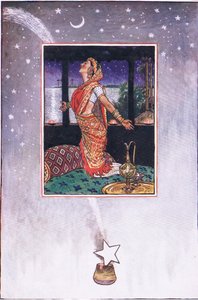 No hay brisa para enfriar el calor del amor, ilustración de El jardín de Kama (y otras letras de la India), 1920 de John Byam Liston Shaw