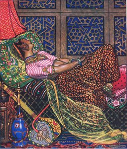Zira en cautiverio, ilustración de El jardín de Kama (y otras letras de la India), 1920 de John Byam Liston Shaw