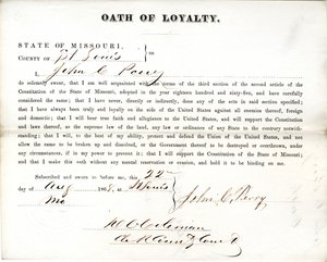 Juramento de lealtad de John C. Perry de Missouri, Condado de St. Louis de John C. Perry
