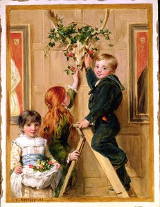 Decorando con acebo, 1881 de John Callcott Horsley