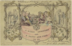 Reproducción facsímil de la primera tarjeta de Navidad de John Callcott Horsley