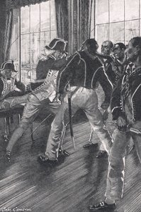 Una escena a bordo del buque insignia durante el motín de Nore, ilustración de 