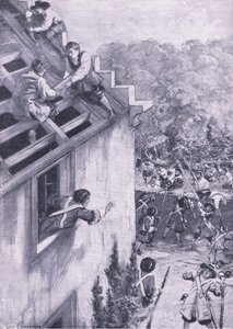 El asalto a Dukeld, 21 de agosto de 1689, ilustración de British Battles on Land and Sea, 1915 de John Cameron