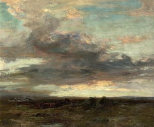 El Páramo de Argyllshire, Escocia, Atardecer, 1907 de John Campbell Mitchell
